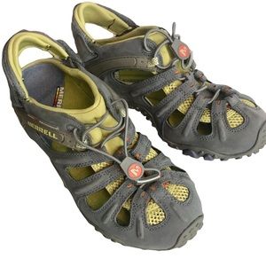 Merrell Chameleon II Web Leather Womens Hiking Walking Shoe Size 9.5 Indigo/Lime